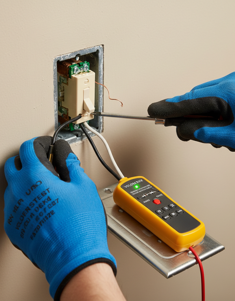 Homeowner safely replacing a dead light switch with a new one