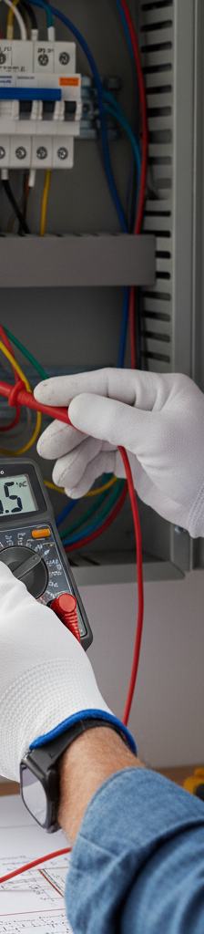 Homeowner testing doorbell transformer with a multimeter
