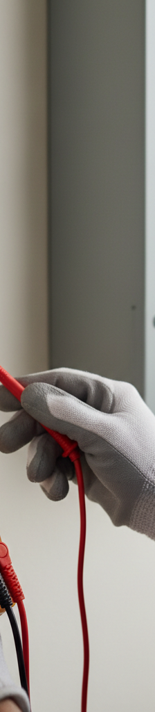 Homeowner testing doorbell transformer with a multimeter to diagnose phantom ringing