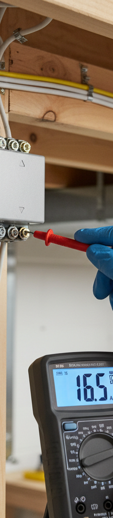 Homeowner using a multimeter to test a doorbell transformer for phantom ringing.