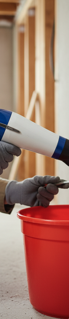 Homeowner gently thawing a chrome water pipe with a hairdryer to prevent bursting.