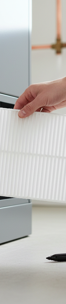 Homeowner changing a dirty HVAC filter with a clean new one