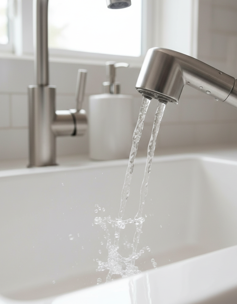 Kitchen sink sprayer with low pressure and sputtering water