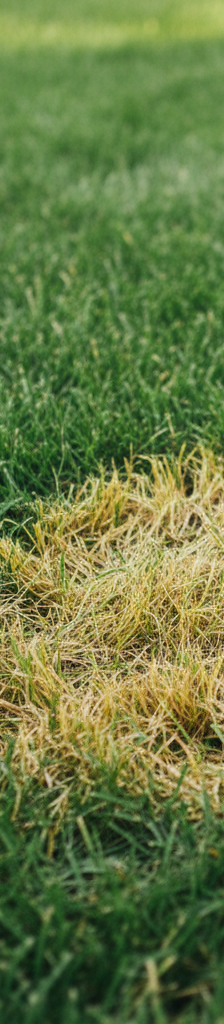 Homeowner examining a patch of yellow lawn, suggesting investigation into grass discoloration
