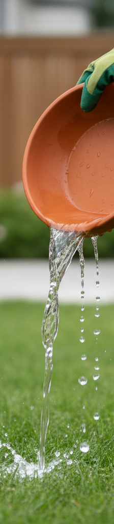 Homeowner emptying standing water from a bird bath to prevent mosquito breeding