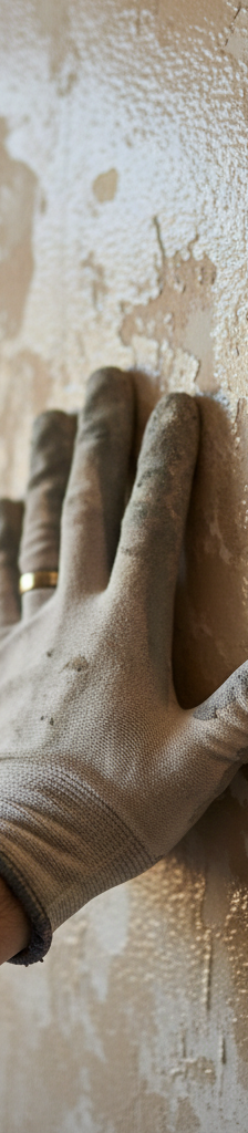 Close-up of a wall with blotchy, uneven paint, showing inconsistent color and sheen after a DIY paint job.