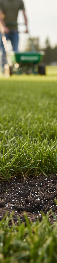 Soil thermometer checking turf temperature for pre-emergent application