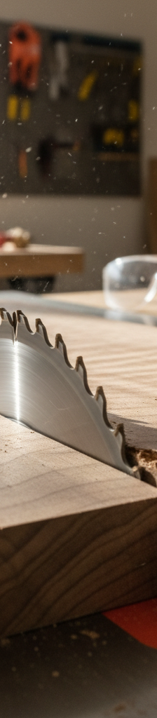 Close-up of hardwood with severe grain tear-out next to a clean cut, illustrating the problem.