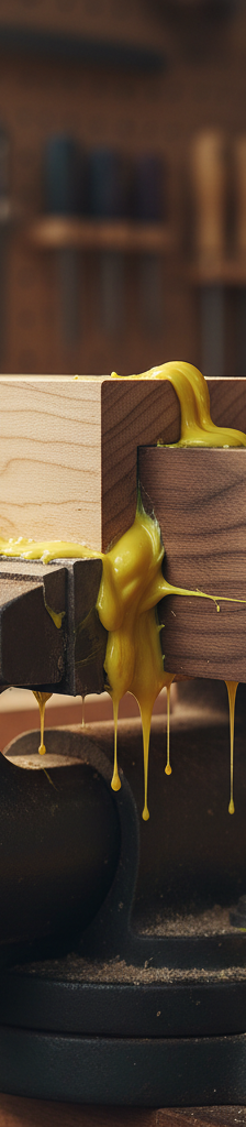 A woodworker expertly applying clamps to a mortise and tenon joint on a piece of hardwood furniture, demonstrating the correct clamping sequence.
