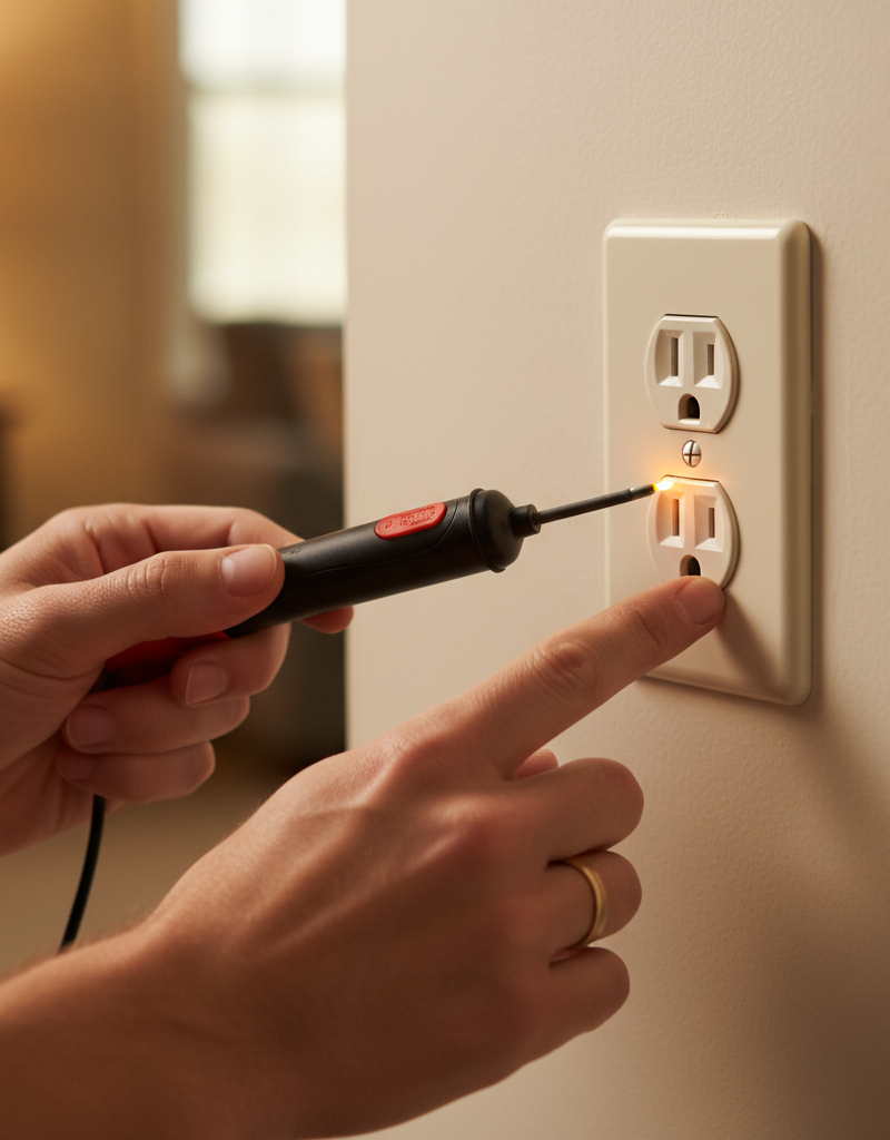 Close-up of a charred and melted electrical outlet, showing the dangers of a loose neutral wire.