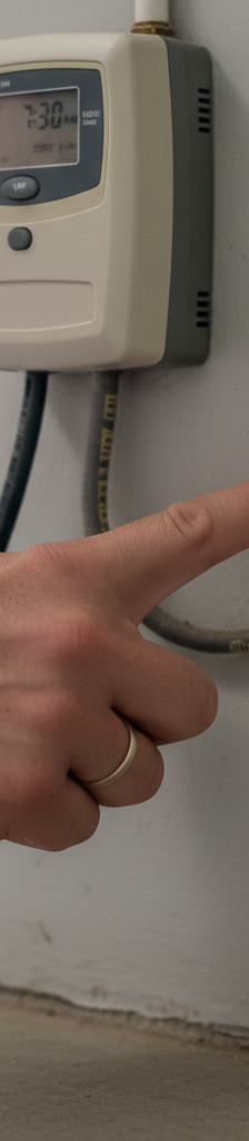Homeowner resetting a GFI outlet for a non-working sprinkler system controller