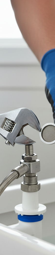 Homeowner cleaning a toilet fill valve filter to fix a slow-filling toilet tank.