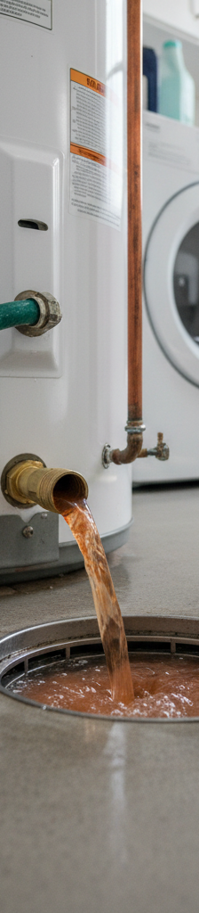 Homeowner flushing a water heater to remove sediment causing popping noises